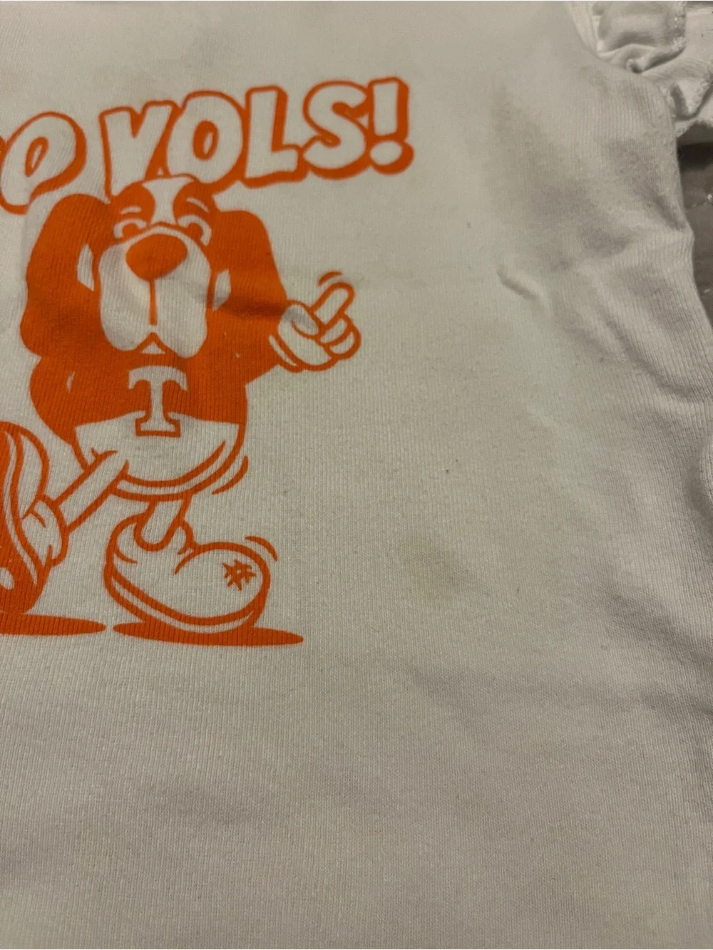 Kids' White 'Go Vols!' Ruffle Sleeve Tee - Orange Graphic